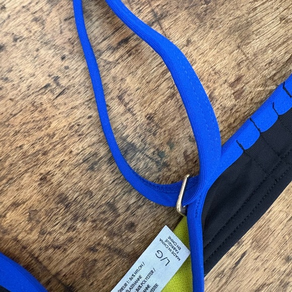 La Vie En Rose Blue and Yellow Bikini Top Swim - Picture 6 of 7